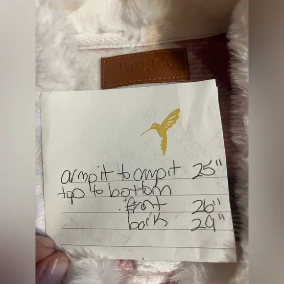 Umgee Plaid Brushed Flannel Shacket With Faux Fur Collar Size M - Picture 8 of 10